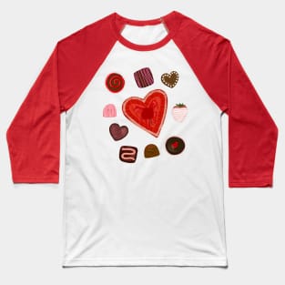 Valentine Chocolates and Heart Shaped Box Baseball T-Shirt